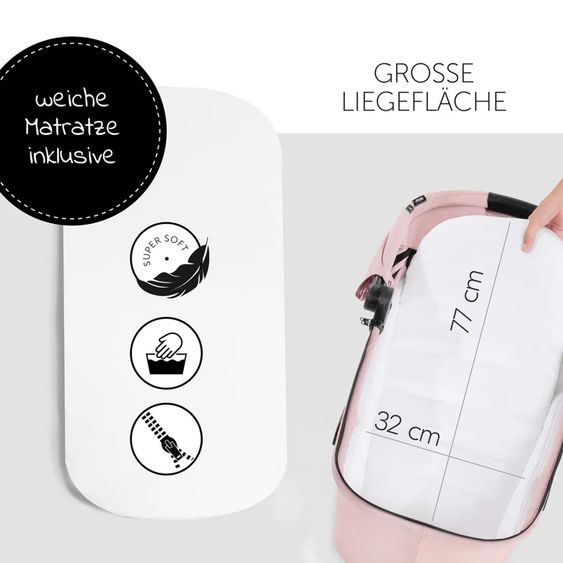 Hauck 4in1 Kinderwagen-Set Vision X - Black inkl. i-Size Babyschale, Isofix Basis und XXL Zubehörpaket - Melange Rose