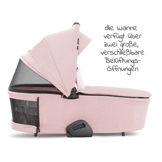 Hauck 4in1 Kinderwagen-Set Vision X - Black inkl. i-Size Babyschale, Isofix Basis und XXL Zubehörpaket - Melange Rose