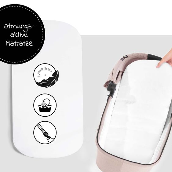 Hauck 4in1 Stroller Set Vision X Duoset Black incl. i-Size infant carrier, Isofix base and XXL accessory pack - Melange Beige