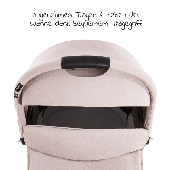 Hauck 4in1 Stroller Set Vision X Duoset Black incl. i-Size infant carrier, Isofix base and XXL accessory pack - Melange Beige