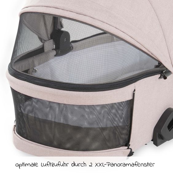 Hauck 4in1 Stroller Set Vision X Duoset Black incl. i-Size infant carrier, Isofix base and XXL accessory pack - Melange Beige