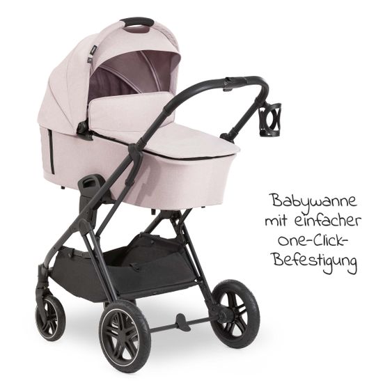 Hauck 4in1 Stroller Set Vision X Duoset Black incl. i-Size infant carrier, Isofix base and XXL accessory pack - Melange Beige