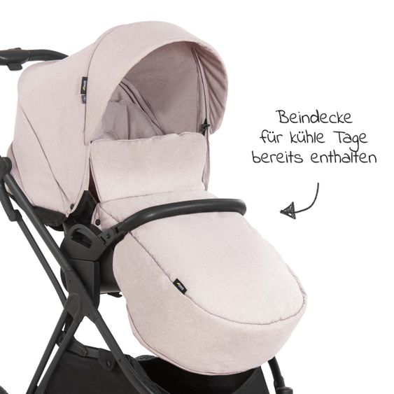 Hauck 4in1 Stroller Set Vision X Duoset Black incl. i-Size infant carrier, Isofix base and XXL accessory pack - Melange Beige