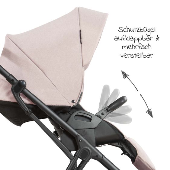 Hauck 4in1 Stroller Set Vision X Duoset Black incl. i-Size infant carrier, Isofix base and XXL accessory pack - Melange Beige