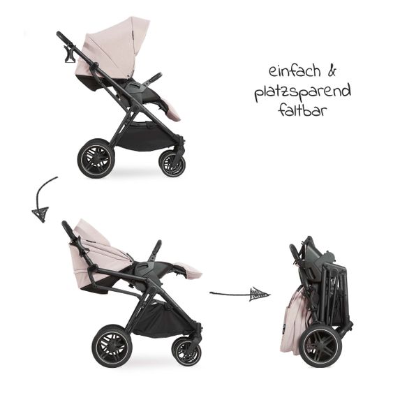 Hauck 4in1 Stroller Set Vision X Duoset Black incl. i-Size infant carrier, Isofix base and XXL accessory pack - Melange Beige