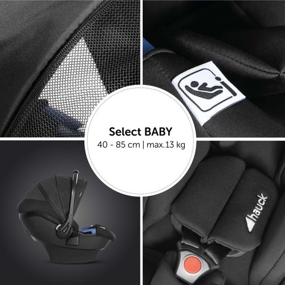 Hauck 4in1 Stroller Set Vision X Duoset Black incl. i-Size infant carrier, Isofix base and XXL accessory pack - Melange Beige