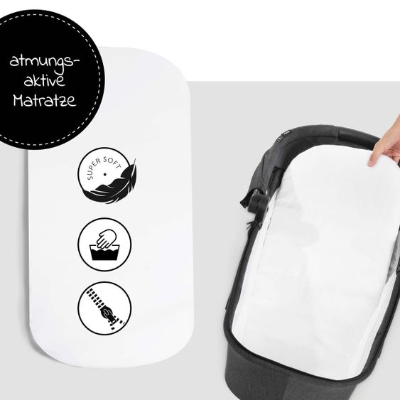 Hauck 4in1 Kinderwagen-Set Vision X Duoset Black inkl. i-Size Babyschale, Isofix Basis und XXL Zubehörpaket - Melange Black