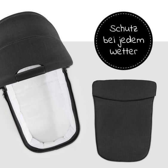 Hauck 4in1 Kinderwagen-Set Vision X Duoset Black inkl. i-Size Babyschale, Isofix Basis und XXL Zubehörpaket - Melange Black