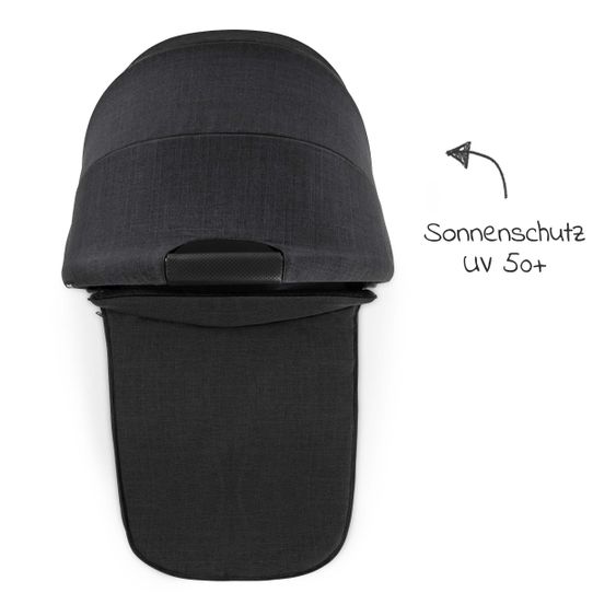 Hauck 4in1 Kinderwagen-Set Vision X Duoset Black inkl. i-Size Babyschale, Isofix Basis und XXL Zubehörpaket - Melange Black