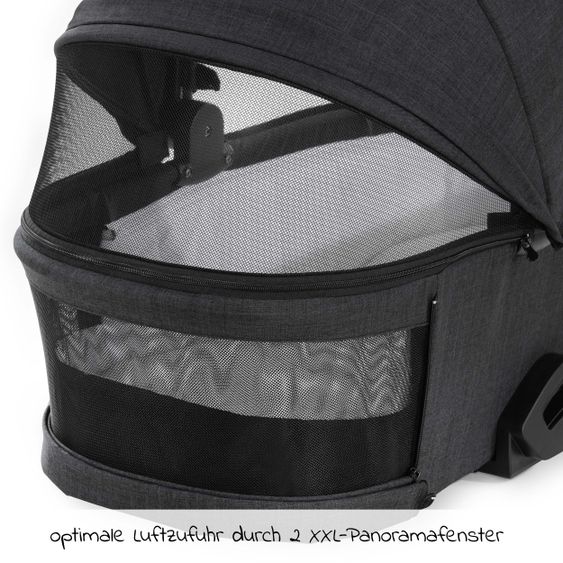 Hauck 4in1 Kinderwagen-Set Vision X Duoset Black inkl. i-Size Babyschale, Isofix Basis und XXL Zubehörpaket - Melange Black