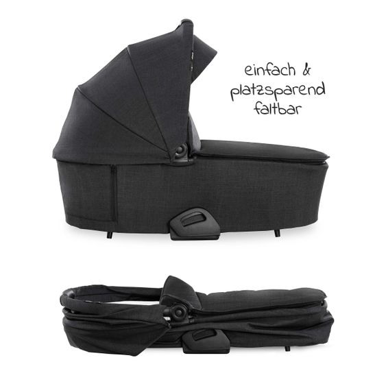 Hauck 4in1 Kinderwagen-Set Vision X Duoset Black inkl. i-Size Babyschale, Isofix Basis und XXL Zubehörpaket - Melange Black
