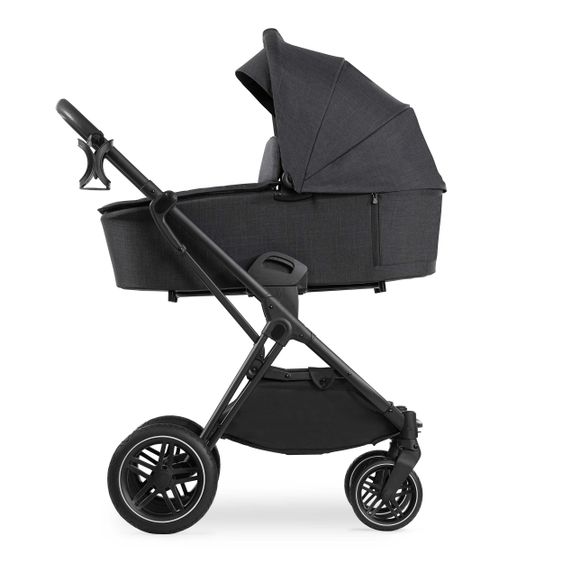 Hauck 4in1 Kinderwagen-Set Vision X Duoset Black inkl. i-Size Babyschale, Isofix Basis und XXL Zubehörpaket - Melange Black