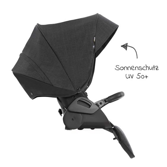 Hauck 4in1 Kinderwagen-Set Vision X Duoset Black inkl. i-Size Babyschale, Isofix Basis und XXL Zubehörpaket - Melange Black