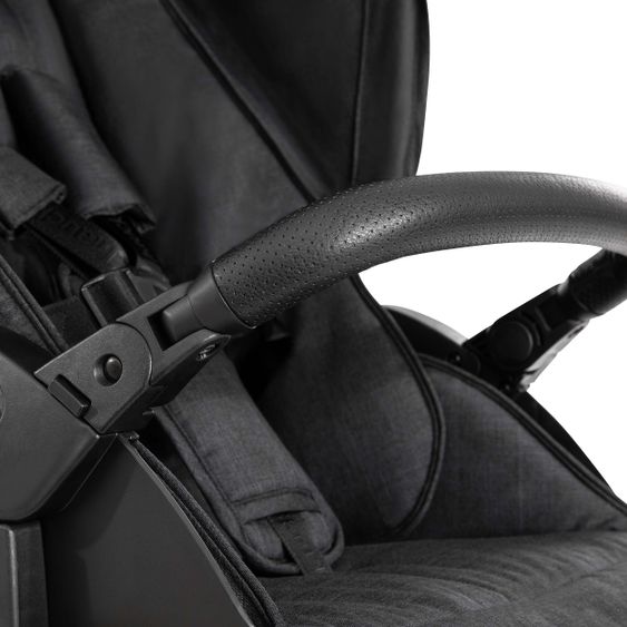 Hauck 4in1 Kinderwagen-Set Vision X Duoset Black inkl. i-Size Babyschale, Isofix Basis und XXL Zubehörpaket - Melange Black