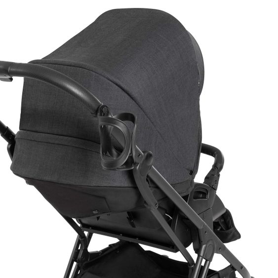 Hauck 4in1 Kinderwagen-Set Vision X Duoset Black inkl. i-Size Babyschale, Isofix Basis und XXL Zubehörpaket - Melange Black