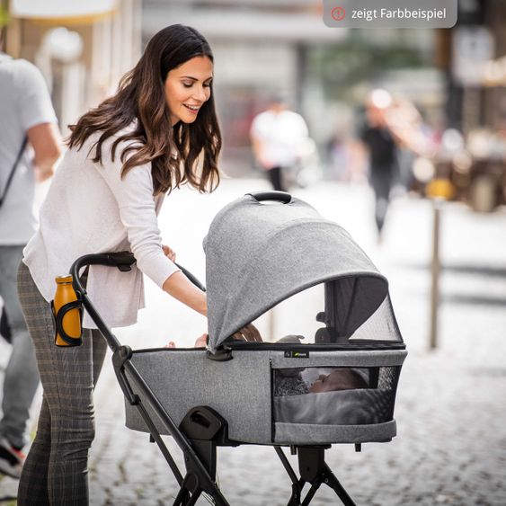 Hauck 4in1 Kinderwagen-Set Vision X Duoset Black inkl. i-Size Babyschale, Isofix Basis und XXL Zubehörpaket - Melange Black