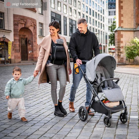 Hauck 4in1 Kinderwagen-Set Vision X Duoset Black inkl. i-Size Babyschale, Isofix Basis und XXL Zubehörpaket - Melange Black