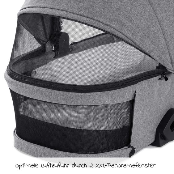 Hauck 4in1 Stroller Set Vision X Duoset Black incl. i-Size infant carrier, Isofix base and XXL accessory pack - Melange Grey