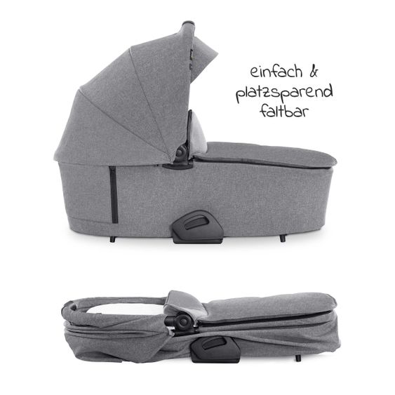 Hauck 4in1 Stroller Set Vision X Duoset Black incl. i-Size infant carrier, Isofix base and XXL accessory pack - Melange Grey