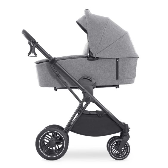 Hauck 4in1 Stroller Set Vision X Duoset Black incl. i-Size infant carrier, Isofix base and XXL accessory pack - Melange Grey