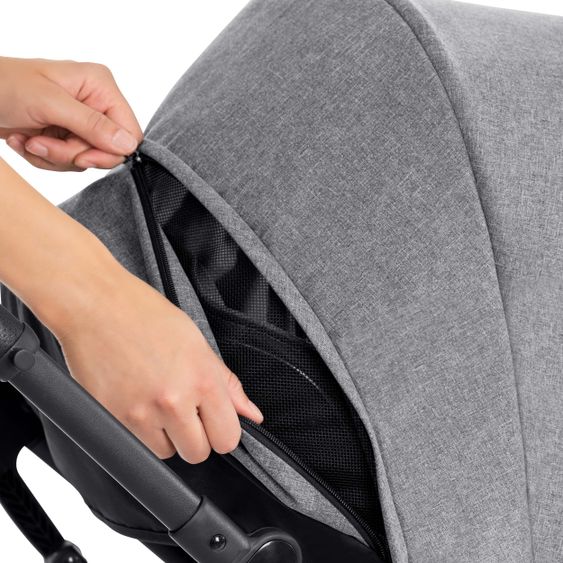Hauck 4in1 Stroller Set Vision X Duoset Black incl. i-Size infant carrier, Isofix base and XXL accessory pack - Melange Grey