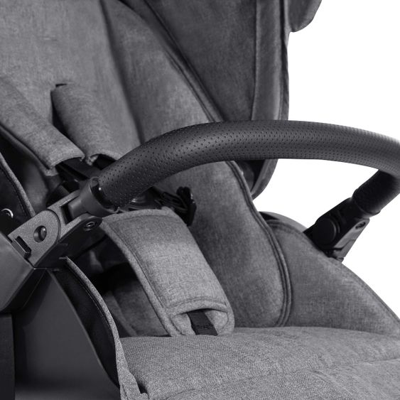 Hauck 4in1 Stroller Set Vision X Duoset Black incl. i-Size infant carrier, Isofix base and XXL accessory pack - Melange Grey