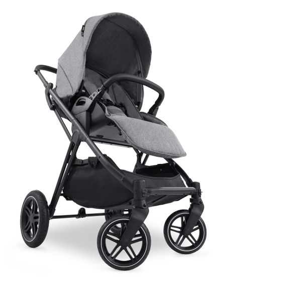 Hauck 4in1 Stroller Set Vision X Duoset Black incl. i-Size infant carrier, Isofix base and XXL accessory pack - Melange Grey