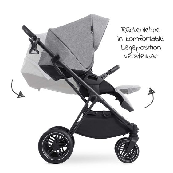 Hauck 4in1 Stroller Set Vision X Duoset Black incl. i-Size infant carrier, Isofix base and XXL accessory pack - Melange Grey