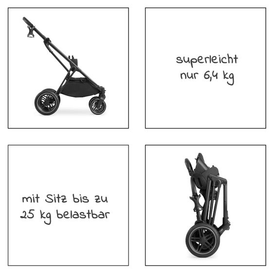 Hauck 4in1 Stroller Set Vision X Duoset Black incl. i-Size infant carrier, Isofix base and XXL accessory pack - Melange Grey