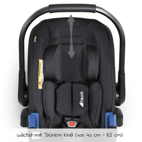 Hauck 4in1 Stroller Set Vision X Duoset Black incl. i-Size infant carrier, Isofix base and XXL accessory pack - Melange Grey