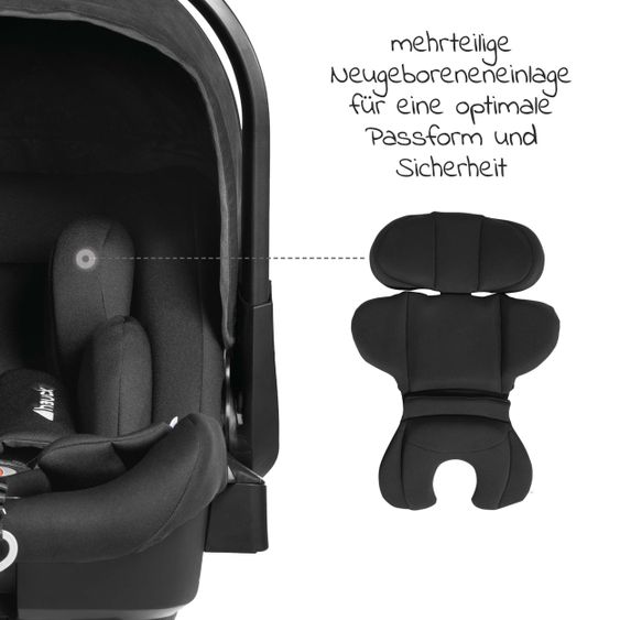 Hauck 4in1 Stroller Set Vision X Duoset Black incl. i-Size infant carrier, Isofix base and XXL accessory pack - Melange Grey