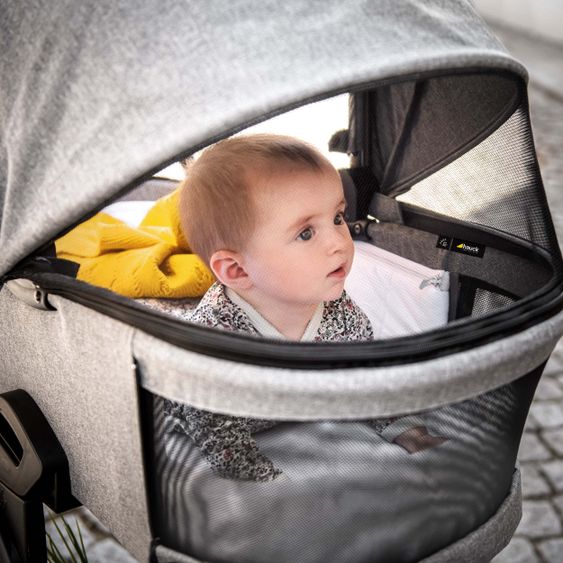 Hauck 4in1 Stroller Set Vision X Duoset Black incl. i-Size infant carrier, Isofix base and XXL accessory pack - Melange Grey