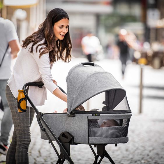 Hauck 4in1 Stroller Set Vision X Duoset Black incl. i-Size infant carrier, Isofix base and XXL accessory pack - Melange Grey