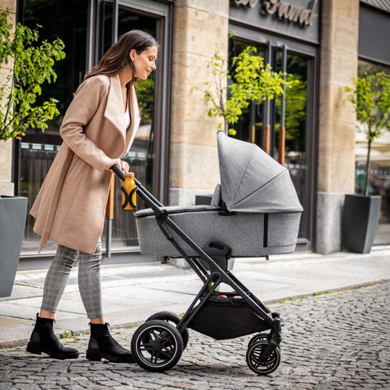 Hauck 4in1 Stroller Set Vision X Duoset Black incl. i-Size infant carrier, Isofix base and XXL accessory pack - Melange Grey