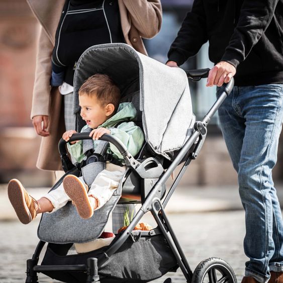 Hauck 4in1 Stroller Set Vision X Duoset Black incl. i-Size infant carrier, Isofix base and XXL accessory pack - Melange Grey