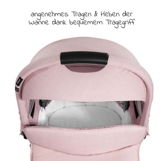 Hauck 4in1 Kinderwagen-Set Vision X Duoset Black inkl. i-Size Babyschale, Isofix Basis und XXL Zubehörpaket - Melange Rose