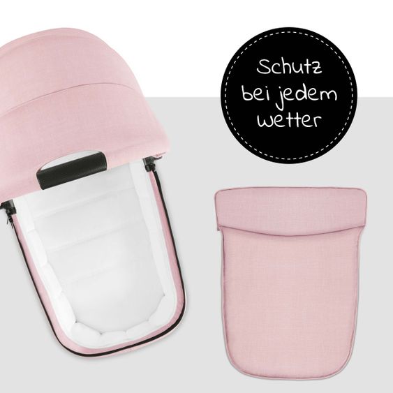 Hauck 4in1 Kinderwagen-Set Vision X Duoset Black inkl. i-Size Babyschale, Isofix Basis und XXL Zubehörpaket - Melange Rose