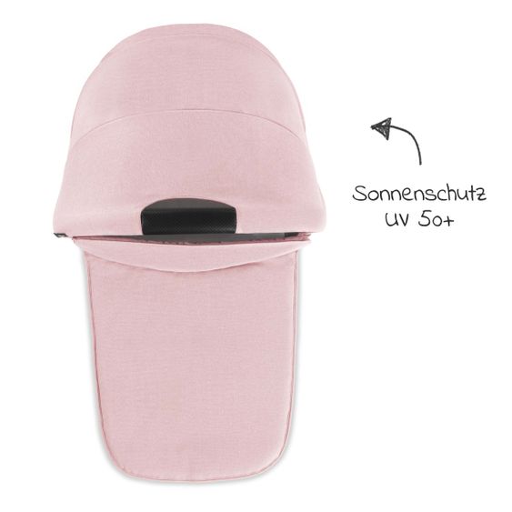 Hauck 4in1 Kinderwagen-Set Vision X Duoset Black inkl. i-Size Babyschale, Isofix Basis und XXL Zubehörpaket - Melange Rose