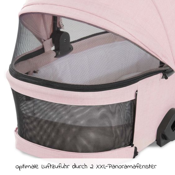 Hauck 4in1 Kinderwagen-Set Vision X Duoset Black inkl. i-Size Babyschale, Isofix Basis und XXL Zubehörpaket - Melange Rose