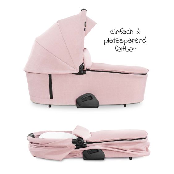 Hauck 4in1 Kinderwagen-Set Vision X Duoset Black inkl. i-Size Babyschale, Isofix Basis und XXL Zubehörpaket - Melange Rose