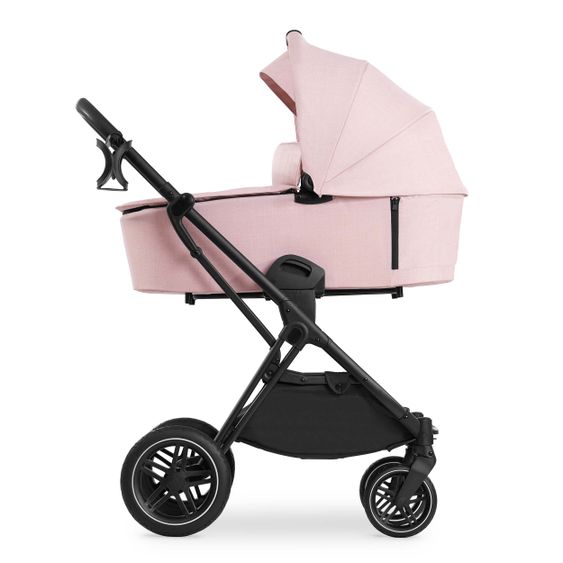 Hauck 4in1 Kinderwagen-Set Vision X Duoset Black inkl. i-Size Babyschale, Isofix Basis und XXL Zubehörpaket - Melange Rose