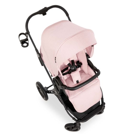 Hauck 4in1 Kinderwagen-Set Vision X Duoset Black inkl. i-Size Babyschale, Isofix Basis und XXL Zubehörpaket - Melange Rose