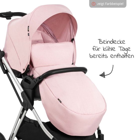 Hauck 4in1 Kinderwagen-Set Vision X Duoset Black inkl. i-Size Babyschale, Isofix Basis und XXL Zubehörpaket - Melange Rose