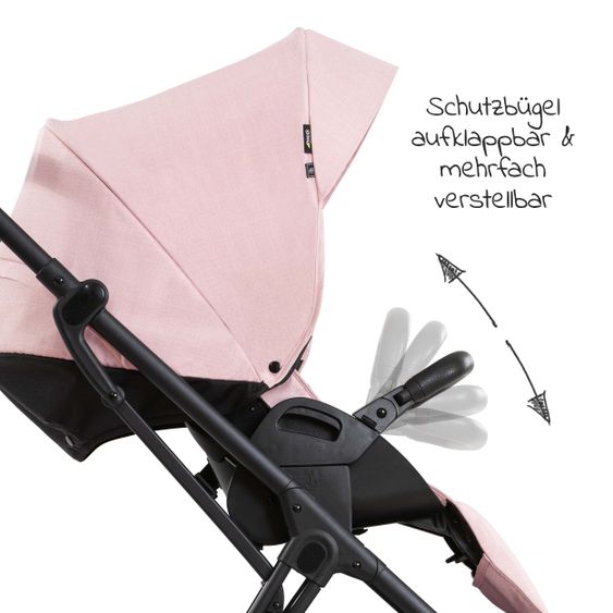 Hauck 4in1 Kinderwagen-Set Vision X Duoset Black inkl. i-Size Babyschale, Isofix Basis und XXL Zubehörpaket - Melange Rose