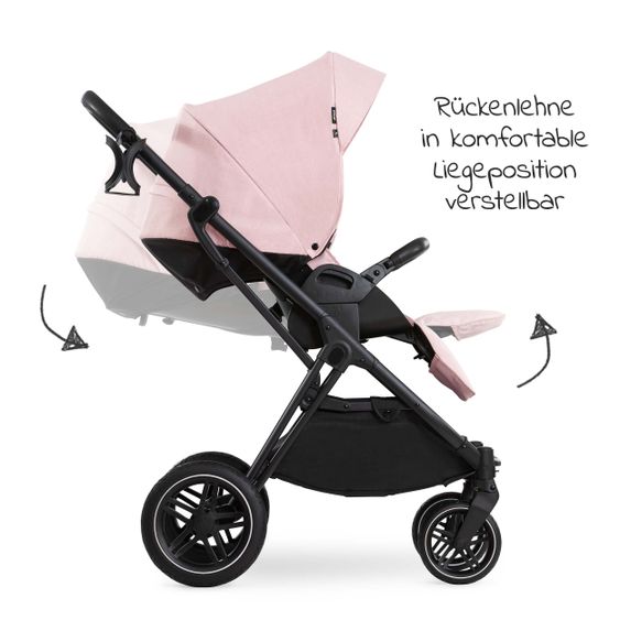 Hauck 4in1 Kinderwagen-Set Vision X Duoset Black inkl. i-Size Babyschale, Isofix Basis und XXL Zubehörpaket - Melange Rose