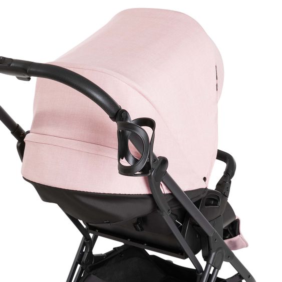 Hauck 4in1 Kinderwagen-Set Vision X Duoset Black inkl. i-Size Babyschale, Isofix Basis und XXL Zubehörpaket - Melange Rose