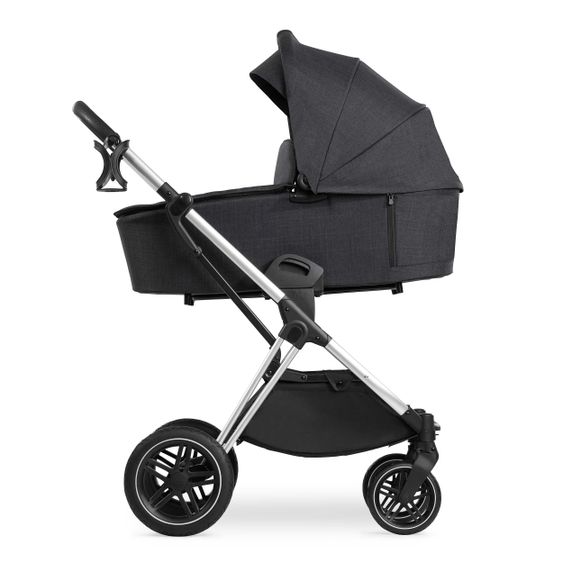 Hauck 4in1 Kinderwagen-Set Vision X Duoset Silver inkl. i-Size Babyschale, Isofix Basis und XXL Zubehörpaket - Melange Black