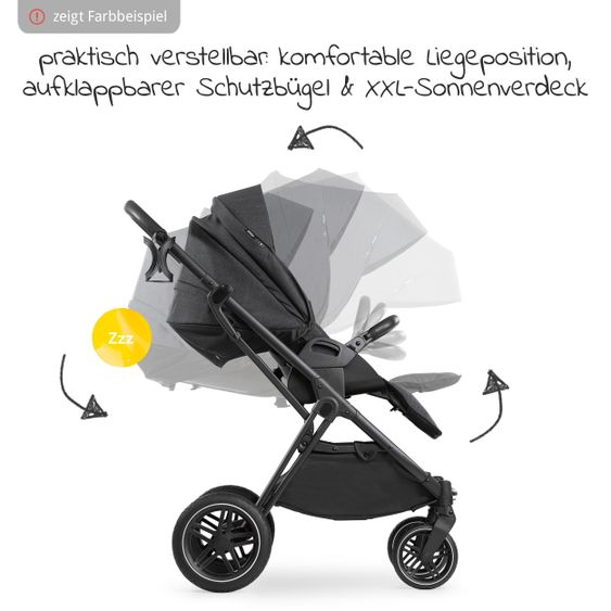 Hauck 4in1 Kinderwagen-Set Vision X Duoset Silver inkl. i-Size Babyschale, Isofix Basis und XXL Zubehörpaket - Melange Black