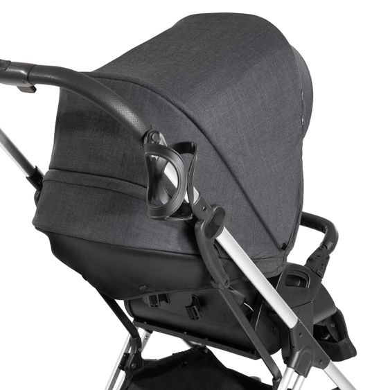 Hauck 4in1 Kinderwagen-Set Vision X Duoset Silver inkl. i-Size Babyschale, Isofix Basis und XXL Zubehörpaket - Melange Black