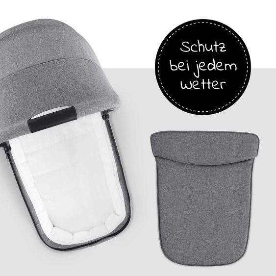 Hauck 4in1 Kinderwagen-Set Vision X Duoset Silver inkl. i-Size Babyschale, Isofix Basis und XXL Zubehörpaket - Melange Grey